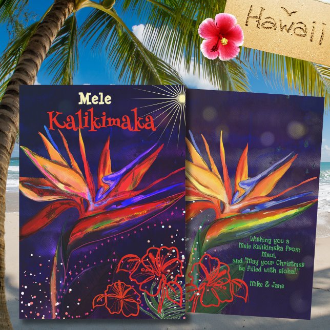 Mele Kalikimaka Bird of Paradise Hawaiian  Holiday Card (Mele Kalikimaka Bird of Paradise Hawaiian Holiday Card)