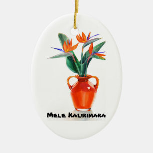 Mele Kalikimaka Bird of Paradise Oval Ornament