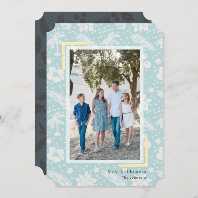 Mele Kalikimaka Blue Photo Holiday Card (Front/Back)