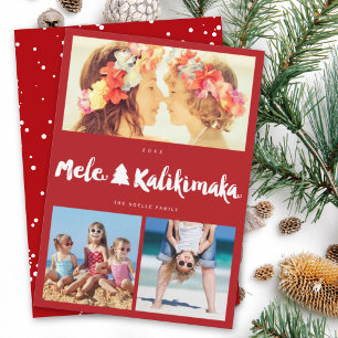 Mele Kalikimaka Brush Photo Collage Christmas Card