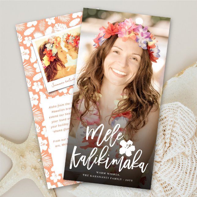 Mele Kalikimaka Brush Script Christmas Photo Holiday Card (Creator Uploaded)