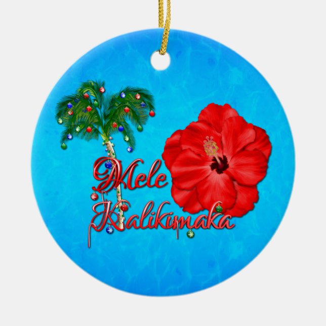 Mele Kalikimaka Ceramic Tree Decoration (Front)