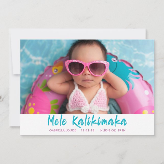 Mele Kalikimaka Christmas Baby Birth Holiday Photo Card (Front)