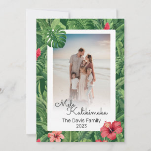Mele Kalikimaka Christmas Family Photo Tropical Holiday Card
