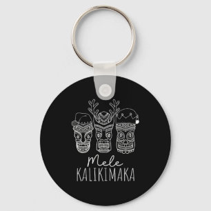 Mele Kalikimaka Christmas Hawaiian Santa Tiki Mask Key Ring