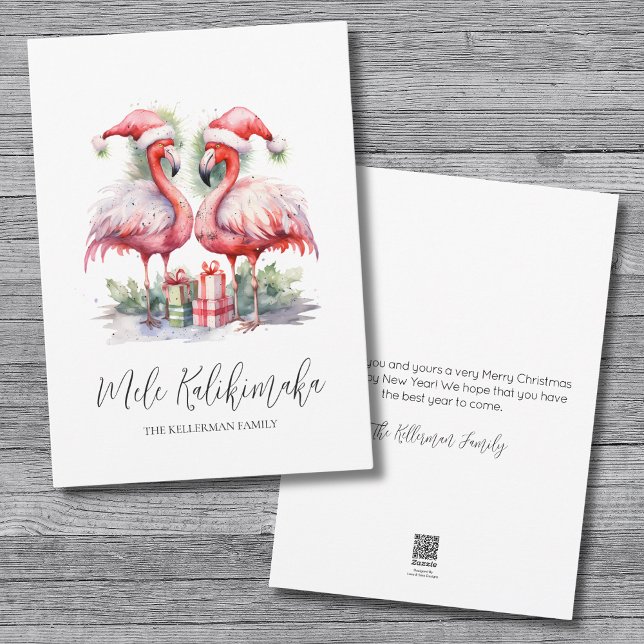Mele Kalikimaka Christmas Holiday Card (Watercolor Tropical Mele Kalikimaka Christmas Holiday Card)