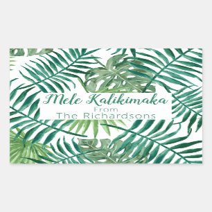 Mele Kalikimaka Christmas Holiday Typography Rectangular Sticker