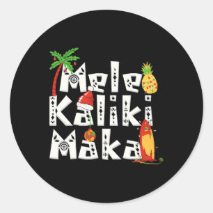 Mele Kalikimaka Christmas Palm Tree Hawaiian Xmas  Classic Round Sticker