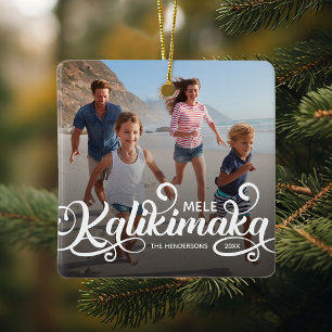 Mele Kalikimaka Christmas Photo Ceramic Ornament