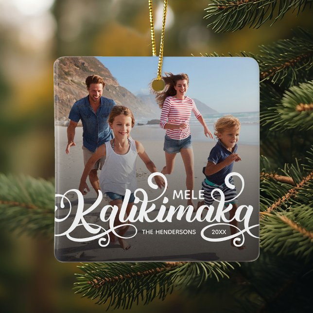 Mele Kalikimaka Christmas Photo Ceramic Ornament (Creator Uploaded)