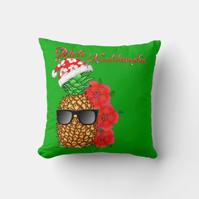 Mele Kalikimaka Christmas Pineapple Cushion (Front)
