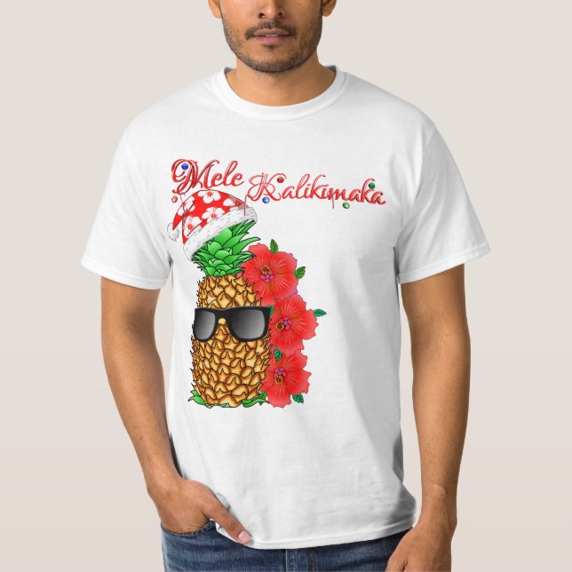 Mele Kalikimaka Christmas Pineapple T-Shirt (Front)