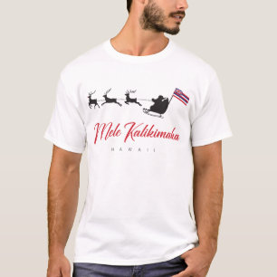Mele Kalikimaka Christmas Santa with Hawaiian flag T-Shirt