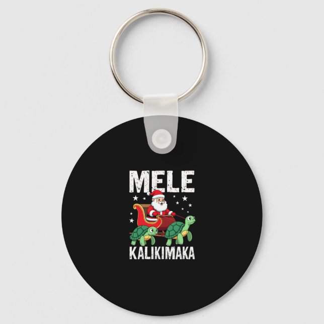 Mele Kalikimaka Christmas Shirt � Santa Sleigh Sea Key Ring (Front)