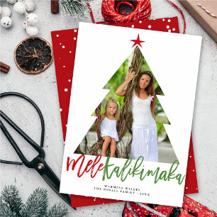Mele Kalikimaka Christmas Tree Cutout Photo Card