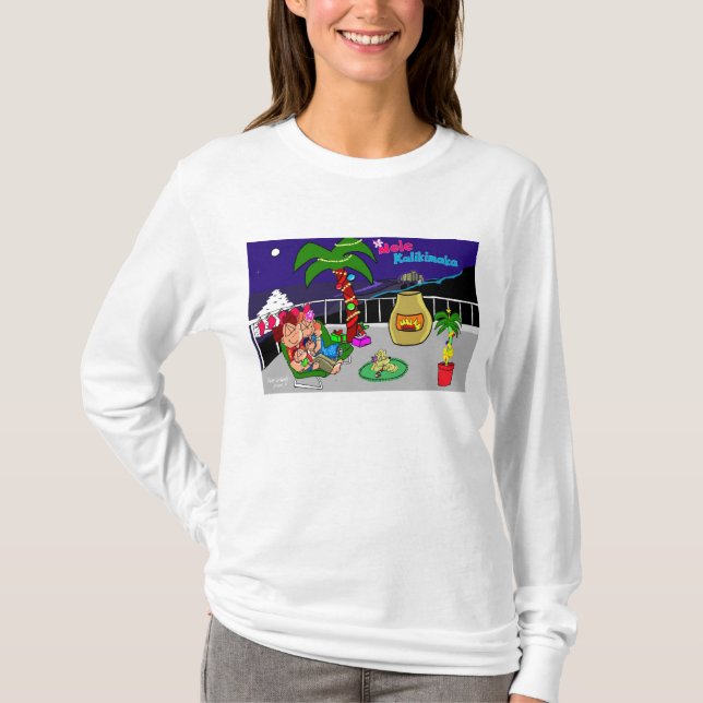 Mele Kalikimaka City Lights Ladies T-shirt (Front)