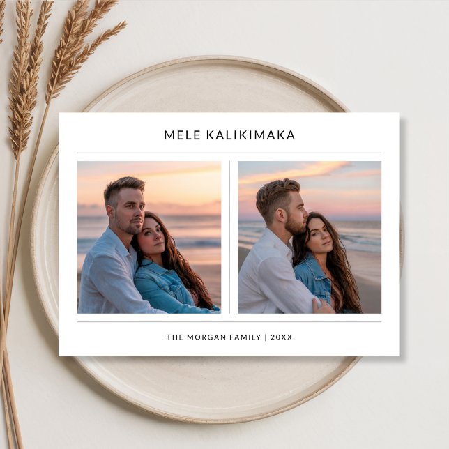 Mele Kalikimaka Coastal Sunset Couple Photo Holiday Card (Creator Uploaded)