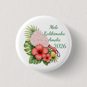 Mele Kalikimaka Custom Name Dated 2026 Pickleball 3 Cm Round Badge