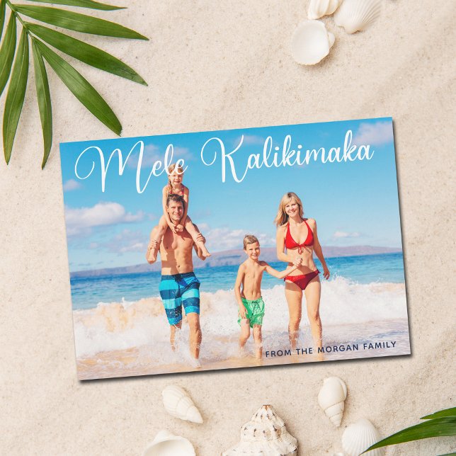 Mele Kalikimaka Family Photo Beach Christmas Holiday Card (Creator Uploaded)