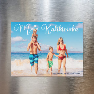 Mele Kalikimaka Family Photo Beach Magnet Card