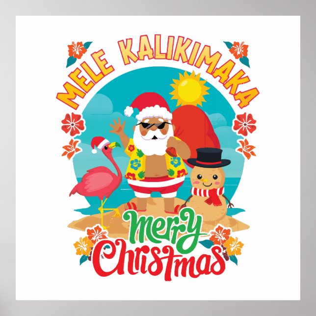 Mele Kalikimaka for a Bright Hawaiian Christmas Poster (Front)
