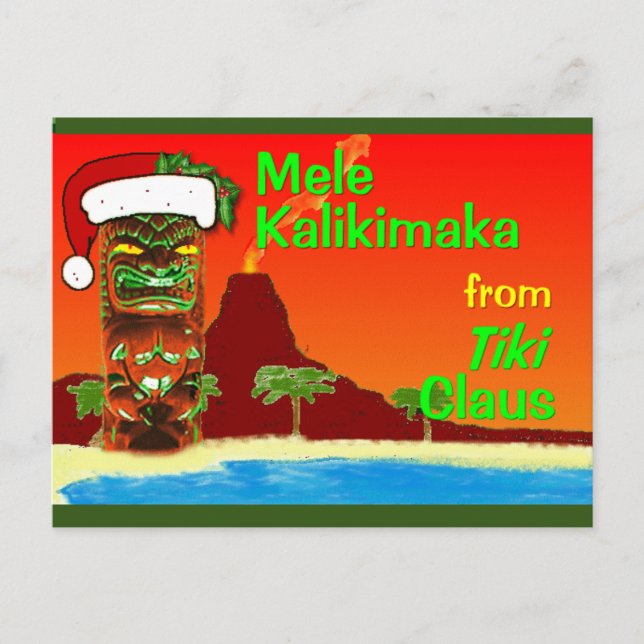 Mele Kalikimaka from Tiki Claus Postcard (Front)