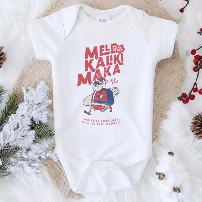 Mele Kalikimaka - Funny Santa Hawaiian Christmas Baby Bodysuit (Mele Kalikimaka - Funny Santa Hawaiian Christmas Baby Bodysuit)