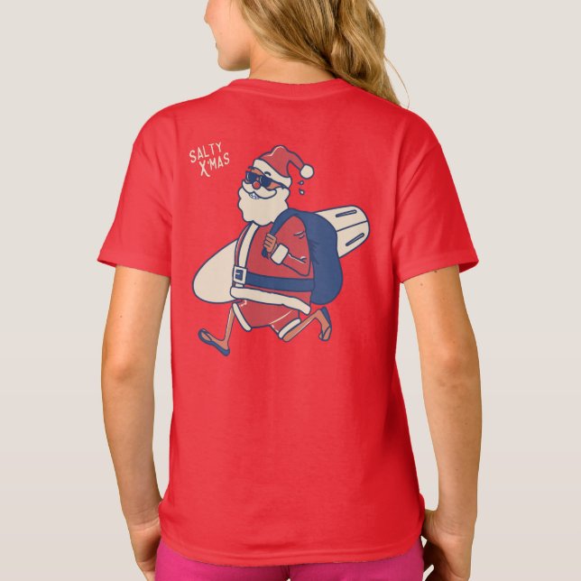 Mele Kalikimaka - Funny Santa Hawaiian Christmas T-Shirt (Back)