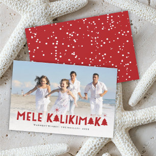 Mele Kalikimaka Glow Modern Christmas Trees Photo Holiday Card