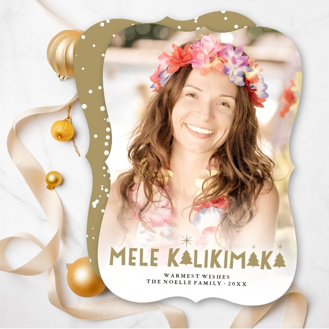 Mele Kalikimaka Glow Modern Christmas Trees Photo Holiday Card (Creator Uploaded)
