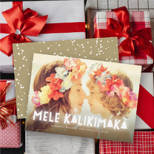 Mele Kalikimaka Glow Stars Modern Christmas Photo Holiday Card