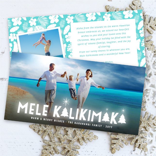 Mele Kalikimaka Glow Stars Modern Christmas Photo Holiday Card (Creator Uploaded)