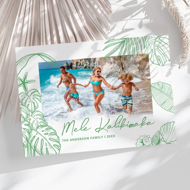 Mele Kalikimaka Green Photo Christmas Holiday Card (Creator Uploaded)