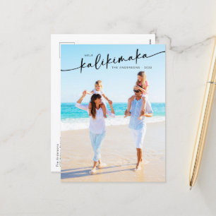 Mele Kalikimaka Hand Lettered Photo Holiday Postcard