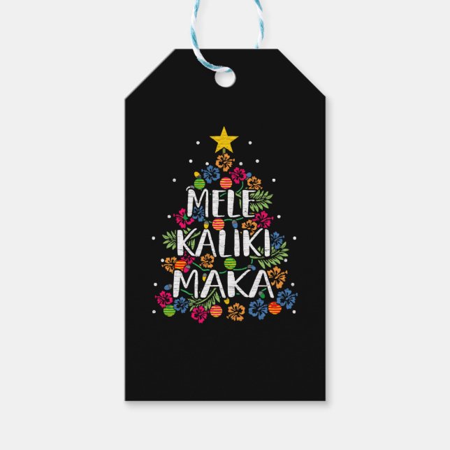 Mele Kalikimaka Hawaii Christmas Gift Tags (Front)