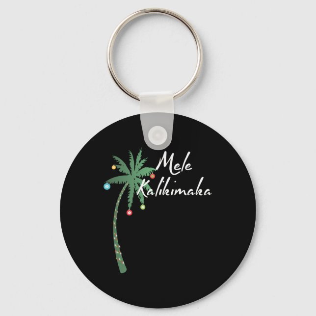 Mele Kalikimaka Hawaii Christmas Hawaiian T Shirt  Key Ring (Front)