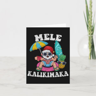 Mele Kalikimaka Hawaii Christmas Surfing Santa Bea Card