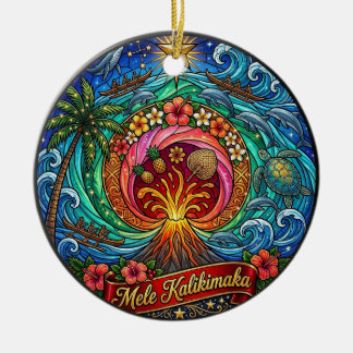 Mele Kalikimaka Hawaii Merry Christmas Ceramic Tree Decoration
