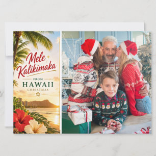 Mele Kalikimaka Hawaii Personalised Family Photo Holiday Card