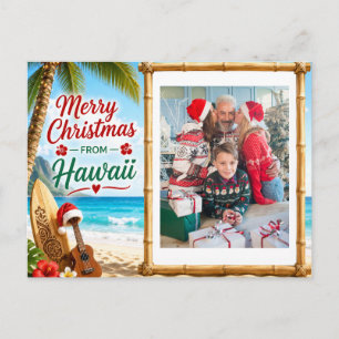 Mele Kalikimaka Hawaii Personalised Family Photo Holiday Postcard