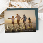 Mele Kalikimaka | Hawaii Photo<br><div class="desc">Chic holiday photo card features "Mele Kalikimaka, " the Hawaiian Christmas greeting,  in gold foil hand lettered script typography as an overlay on your favourite beach or vacation photo.</div>