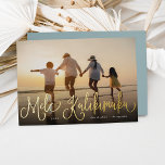 Mele Kalikimaka | Hawaii Photo<br><div class="desc">Chic holiday photo card features "Mele Kalikimaka, " the Hawaiian Christmas greeting,  in gold foil hand lettered script typography as an overlay on your favourite beach or vacation photo.</div>