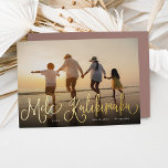 Mele Kalikimaka | Hawaii Photo<br><div class="desc">Chic holiday photo card features "Mele Kalikimaka, " the Hawaiian Christmas greeting,  in gold foil hand lettered script typography as an overlay on your favourite beach or vacation photo.</div>