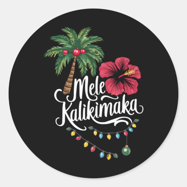 Mele Kalikimaka Hawaii Santa Hawaiian Merry Christ Classic Round Sticker (Front)