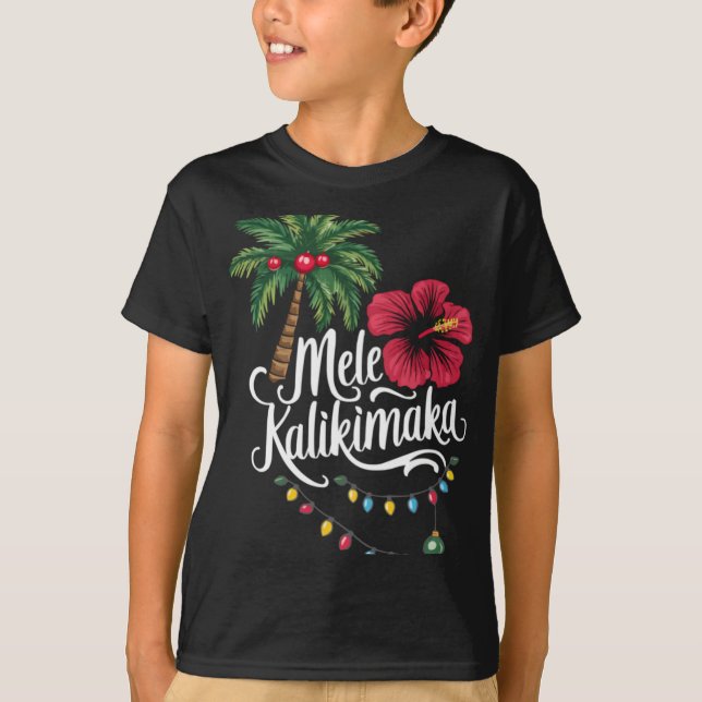 Mele Kalikimaka Hawaii Santa Hawaiian Merry Christ T-Shirt (Front)
