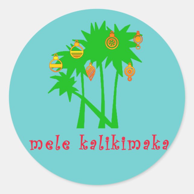 Mele Kalikimaka Hawaiian Christmas Apparel Classic Round Sticker (Front)