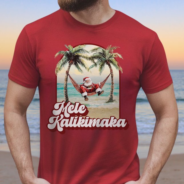 Mele Kalikimaka Hawaiian Christmas Beach T-Shirt (Fun Mele Kalikimaka Hawaiian Christmas T-Shirt)