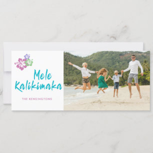 Mele Kalikimaka Hawaiian Christmas Holiday Photo Card