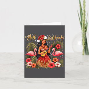Mele Kalikimaka Hawaiian Christmas Hula Girl Troca Card