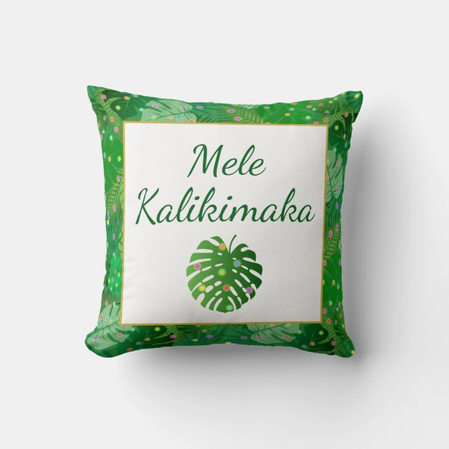 Mele Kalikimaka Hawaiian Christmas Lights Holiday Cushion (Front)